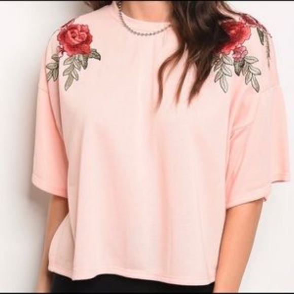 Pink Top with Floral Patches - Picture 3 of 5